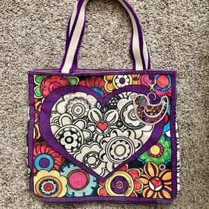 Brighton Canvas Bag Purse Satchel Baby Bag Tote Colorful 70's Love